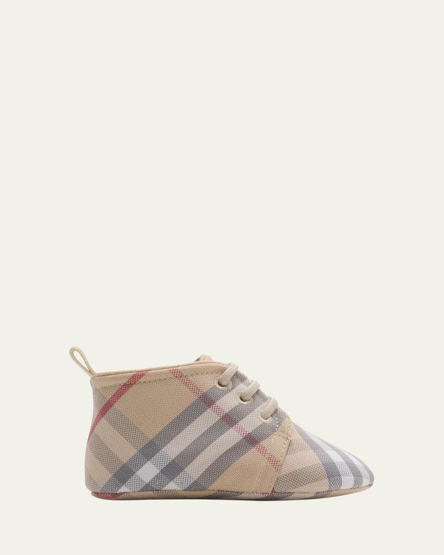 Kid's Corby Lace-Up Check Prewalker Booties,